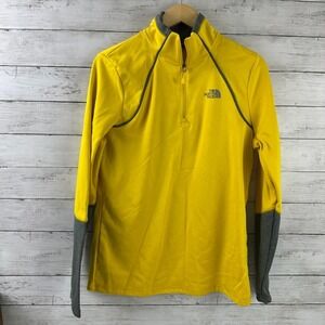 The‎ North Face 1/4 zip Yellow Womens Large Long Sleeve Pullover Mock Neck Hike